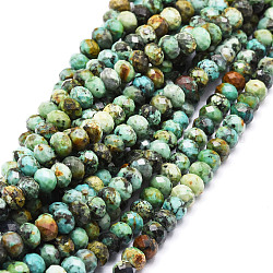 Brins de perles turquoises africaines naturelles (jaspe), facette, rondelle, 5.5~6x4~4.5mm, Trou: 1mm, Environ 95 pcs/chapelet, 15.59'' (39.6 cm)