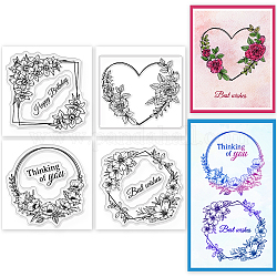4Pcs 4 Styles PVC Stamp, for DIY Scrapbooking, Flower, 55x55mm, 1pc/style