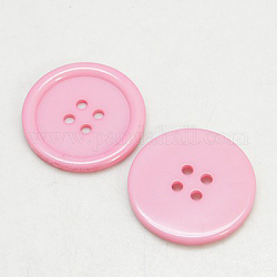 Resin Buttons, Dyed, Flat Round, Pink, 13x2mm, Hole: 1mm, 980pcs/bag