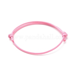 Cable de la toma de la pulsera de poliéster encerado coreano, rosa perla, de diámetro ajustable: 40~70 mm