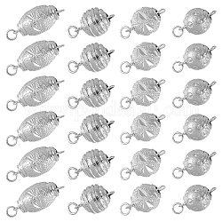 DICOSMETIC 32 Sets 4 Styles Rack Plating Brass Box Clasps, Textured, Mixed Shapes, Platinum, 13.5~19.5x8mm, 8 sets/style