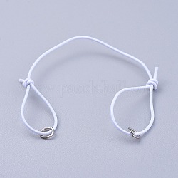Adjustable Elastic Cord Bracelet Making, with Platinum Plated Iron Jump Rings, White, 130mm