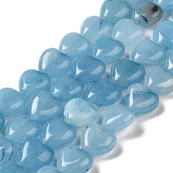Natürliche Aquamarin Perlen Stränge, Herz, gefärbt, 10x10.5~11x5 mm, Bohrung: 1.2 mm, ca. 40 Stk. / Strang, 15.35'' (39 cm)
