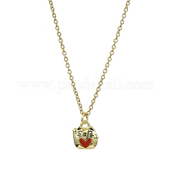 Halskette mit Anhänger aus emaillierter Legierung in Katzenform, mit 304 Edelstahlseilketten, golden, 17.72 Zoll (45 cm)