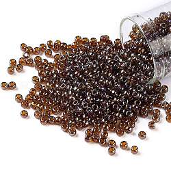 Cuentas de semillas redondas toho, Abalorios de la semilla japonés, (454) cerveza de raíz con brillo dorado, 8/0, 3mm, agujero: 1 mm, aproximamente 222 unidades / 10 g