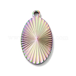 Placcatura ionica (ip) 304 ciondoli in acciaio inossidabile, fascino ovale, colore arcobaleno, 22.5x13x1.9mm, Foro: 1.6 mm