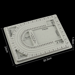 Peと植毛ビーズデザインボード  ネックレスデザインボード  目盛り付き測定  DIYビーズジュエリー作りトレイ  長方形  グレー  32.5x24x1.5cm