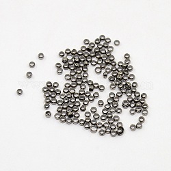Brass Crimp Beads, Rondelle, Gunmetal, about 2mm in diameter, 1.2mm long, hole: 1.2mm