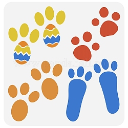 FINGERINSPIRE Easter Bunny Footprint Stencil 30x30cm Bunny Tracks Stencil Template Easter Eggs Painting Stencil Plastic Rabbit Feet Pattern Painting Stencil Reusable Stencil for Easter Home Decor