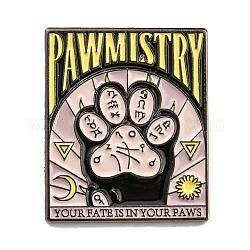 Cat Theme Tarot Card Enamel Pins, Gunmetal Alloy Brooches for Backpack Clothes, Word Your Fate Is In Your Paws, Paw Print, 30.5x25.5x2mm