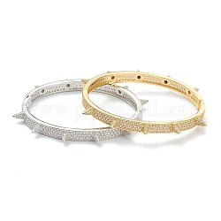 Brass Micro Pave Clear Cubic Zirconia Bangles, Long-Lasting Plated, Cone, Mixed Color, Inner Diameter: 2-1/8 inch(5.5cm)