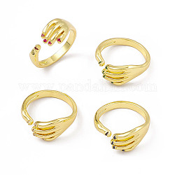 Открытое кольцо-манжета на руку с кубическим цирконием, золотые латунные украшения для женщин, разноцветные, размер США 6 3/4 (17.1 мм)