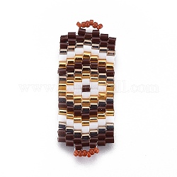 Liens de perles de rocaille japonaises miyuki & toho, motif de tissage, rectangle, colorées, 34~35x14~14.5x1.6~2mm, Trou: 1.8~2mm