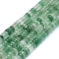 Природный зеленый бисер пряди клубники кварца, диск, 6x1~3 мм, отверстие : 0.8 мм, около 151 шт / нитка, 15.35'' (39 см)