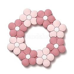 Perline focali in silicone fiore, perline da dentizione in silicone, roso, 90x90x9mm, diametro interno: 41mm