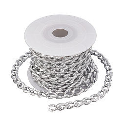 Kits de fabricación de collar de cadena de diy chgcraft, incluyendo cadena de bordillo de aluminio de 3 m, Carretes 1pc, Platino, 12x7x3mm