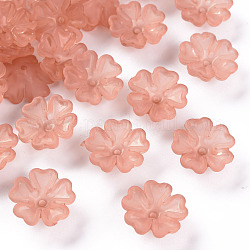 Transparent gefrostete Acrylglaskappen, 5-Blütenblatt, Blume, rosigbraun, 16.5x6 mm, Bohrung: 1.6 mm, ca. 959 Stk. / 500 g