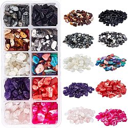 Gemstone Beads and Dyed Shell Beads, Chip, 4.5~15mm, Hole: 0.5~1mm, about 1439pcs/box