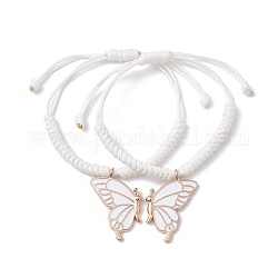 Bracelets à pendentifs en émail en alliage, papillon, blanc, diamètre intérieur: 1-1/8~3-1/8 pouce (2.95 cm ~ 7.8 cm)