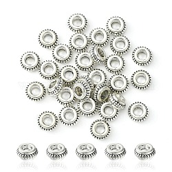 Séparateurs perles en alliage de style tibétain, sans cadmium et sans plomb, donut, argent antique, 7.5x3mm, Trou: 3mm
