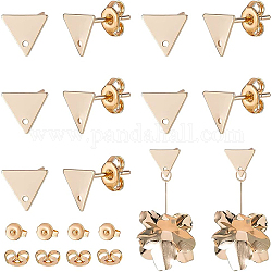 Benecreat 12 Stück echte 18 Karat vergoldete dreieckige Ohrring-Ohrstecker mit Loch und 12 Messing-Ohrmuttern für Damen-Ohrring-Schmuckherstellung