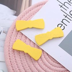 Pinzas para el cabello a presión de plástico esmerilado, con clip metalico, para mujeres y niñas, lazo, amarillo, 52mm