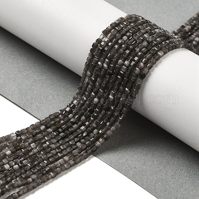 Brins de perles d'obsidienne argent naturel&nbsp;G-B074-C10-01-1