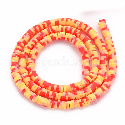 Handmade Polymer Clay Bead Strands, Heishi Beads, for DIY Jewelry Crafts  Supplies, Disc/Flat Round, Hot Pink, 4x0.5~1mm, Hole: 0.9mm, about  320~450pcs/strand, 15.35 inch~16.92 inch(39~43cm)