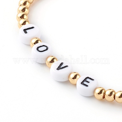 White and Gold Letter Beads-1pc, Gold Letter Beads Bulk, Gold Letter Beads  for Bracelets, Gold Letter Beads for Sale, Gold Letter Beads 