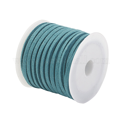 Honeyhandy 3x1.5mm Teal Flat Faux Suede Cord, Faux Suede Lace, about 5.46  yards(5m)/roll 