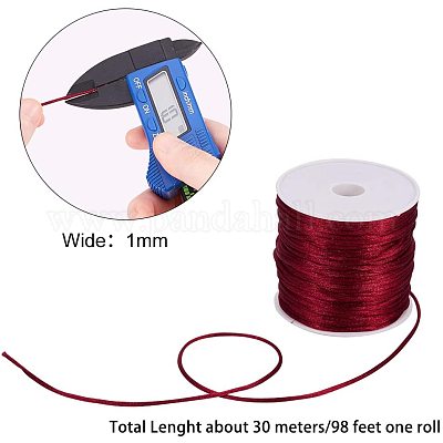 Nylon Cord, Satin Rattail Cord, for Beading Jewelry Making, Chinese  Knotting, Deep Sky Blue, 1mm, about 32.8 yards(30m)/roll