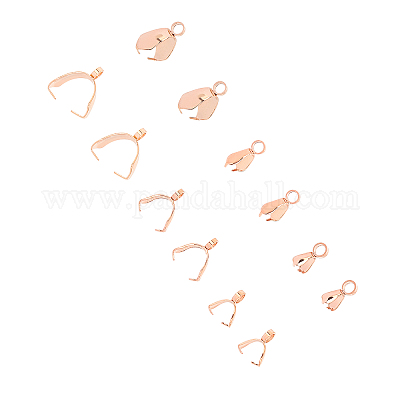 UNICRAFTALE 50pcs Rack Plating Brass Pendant Pinch Bails Filigree Ice Pick  Rose Gold Pinch Bails for Half Drilled Beads Charm Pendants Jewelry Making  13x8x5mm 