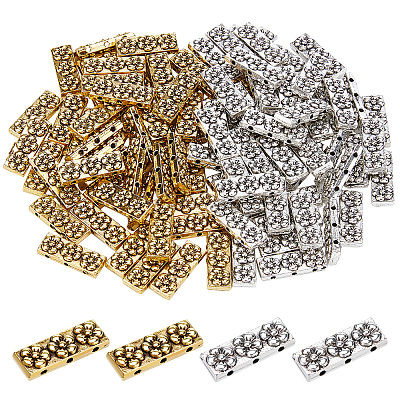 Silver Faux Diamond Bracelet Spacers, 6 Faux Diamond 3-Hole Bracelet Spacers, 3-Hole Diamond and Silver Bracelet Spacers