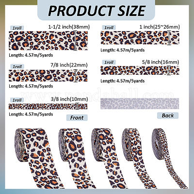 5 rouleau de 5 styles de rubans en polyester de 5 mètres&nbsp;SRIB-FG0001-34-1