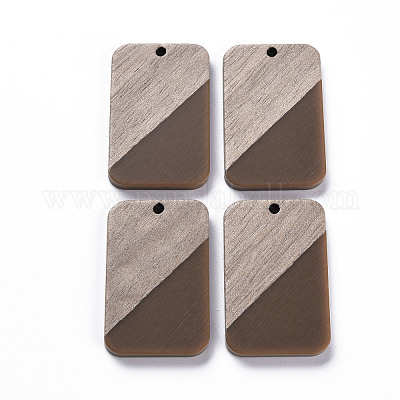 Pendentifs en résine opaque et bois de noyer&nbsp;RESI-T035-38G-1