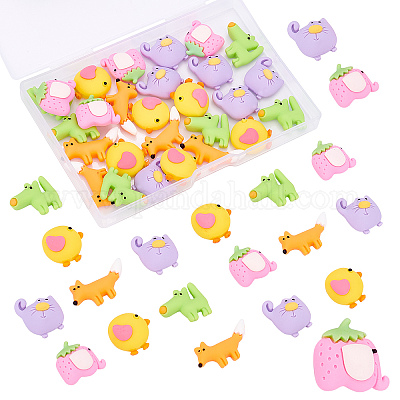 Shop Beebeecraft 1 Box 50Pcs 5 Style Slime Charms Cute Set Animal Resin  Flatback Fox & Dog & Cat & Chicken & Elephant Cute Buttons for Hair Clips  Photo Frames Scrapbooking DIY