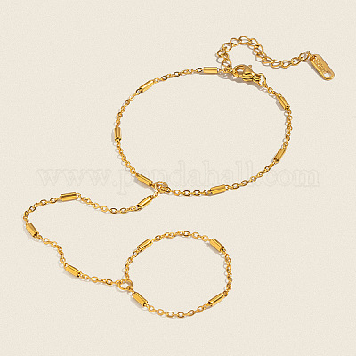 LES POULETTES BIJOUX – Bracciale Anello Mezzo In Oro Placcato Con Barra E Amazzonite - 4