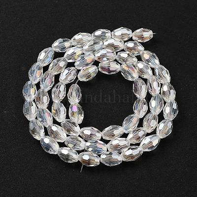Transparent galvanisieren Glasperlen Stränge&nbsp;EGLA-A037-T6x8mm-B01-1