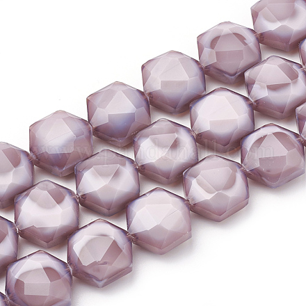 Chapelets de perles en verre opaque de couleur unie X-GLAA-N032-01B-1