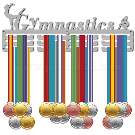 Creatcabin gymnastics medal holder display gymnast medal hanger sports awards stand wall rack mount decor stainless steel metal hanging for home badge storage 3 rows hanging over 60 medals ODIS-WH0037-012-1