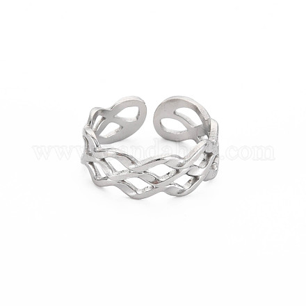 304 anello per polsino aperto vuoto con rombo in acciaio inossidabile per donna RJEW-S405-214P-1