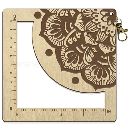 Regla de ganchillo con marco cuadrado de madera DIY-WH0537-007-1