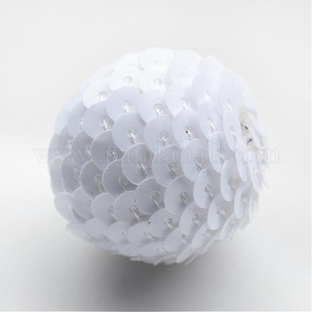 Handmade Woven Foam Wrapped with Paillettes Round Beads WOVE-T001-25mm-02-1