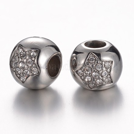 Perlas europeas de rhinestone de 304 acero inoxidable STAS-F057-49P-1