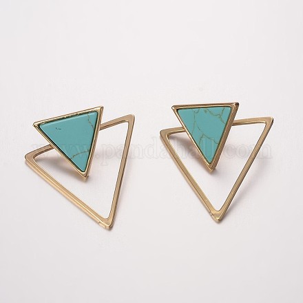 Synthetic Turquoise Ear Studs EJEW-G147-C02-1