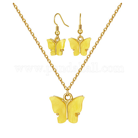 Alloy Acrylic Earrings & Necklaces Jewelry Sets SJEW-PH01380-06-1