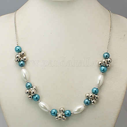 Collane di perline di vetro alla moda NJEW-JN00283-13-1