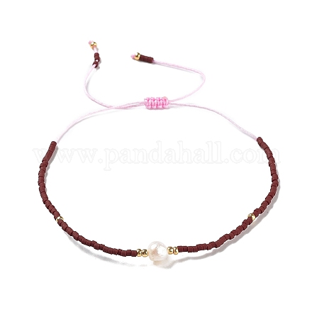 Bracelets de perles tressées en perles d'imitation de verre et graines WO2637-09-1