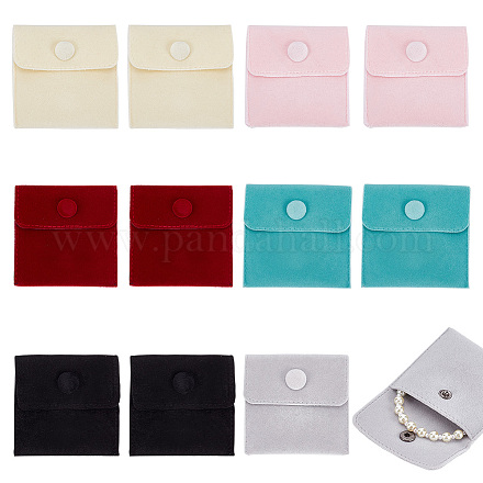 PH PandaHall 6 Colors Velvet Jewelry Bags TP-HY0001-01-1