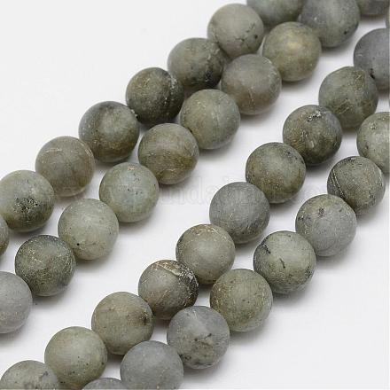 Natural Labradorite Frosted Bead Strands G-O155-04B-8mm-1